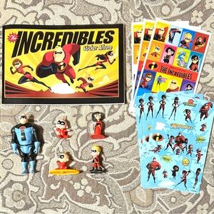 4/$20 The Incredibles: 5 Figures, Sticker Album & Stickers.